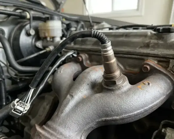 Czujnik tlenu na kolektorze wydechowym, potencjalna przyczyna błędu DTC P0420 w Volkswagenie.