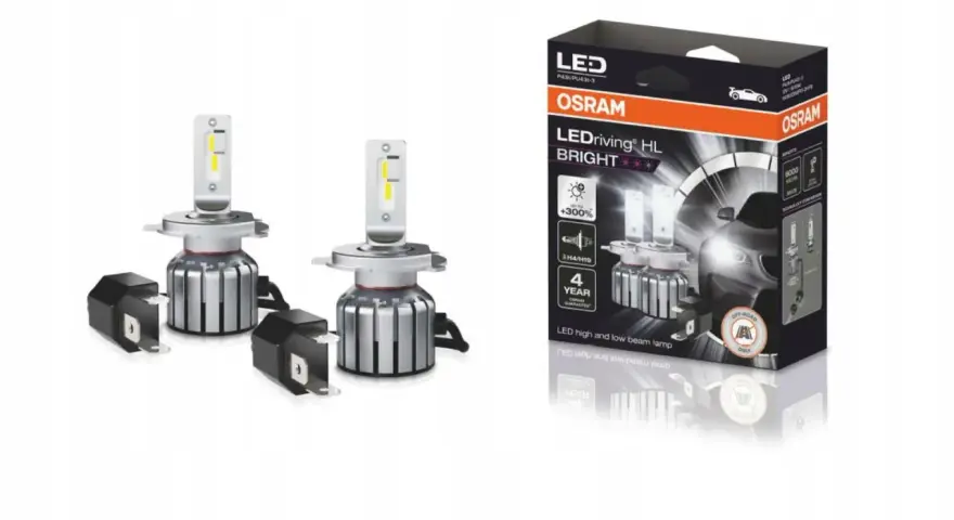 Zestaw dwóch żarówek LEDriving HL BRIGHT OSRAM H4/H19 do świateł drogowych i mijania.