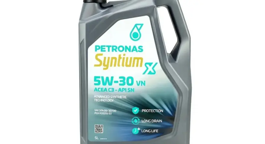 Olej silnikowy Petronas Syntium 5W-30 VN w 5-litrowym opakowaniu, zapewniający ochronę, długie interwały wymiany i dłuższą żywotność silnika.