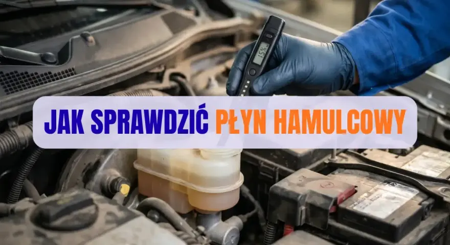 Mechanik w rękawiczce mierzy poziom płynu hamulcowego testerem. Dowiedz się, jak sprawdzić płyn hamulcowy, by zapewnić bezpieczeństwo jazdy.