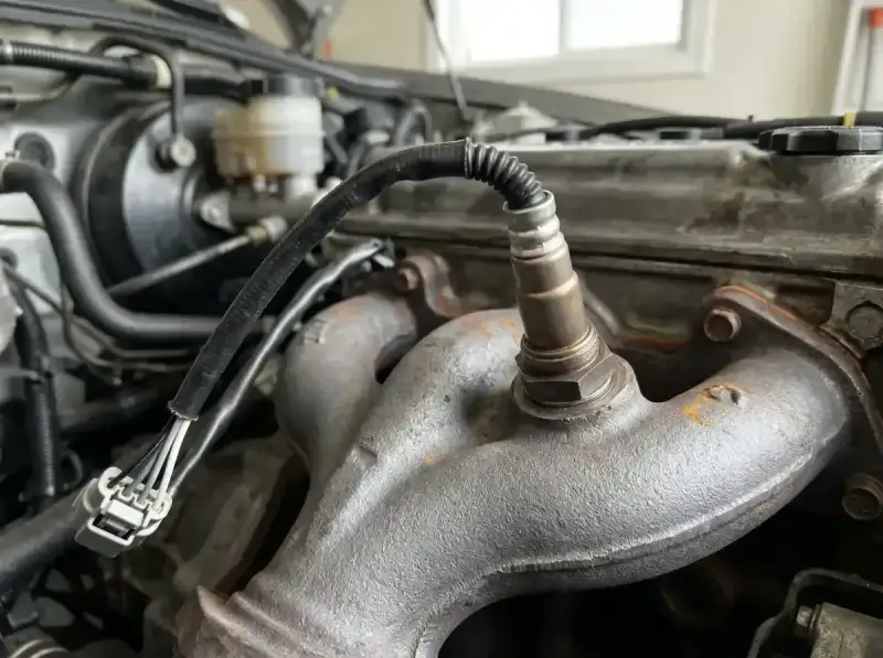 Czujnik tlenu na kolektorze wydechowym, potencjalna przyczyna błędu DTC P0420 w Volkswagenie.